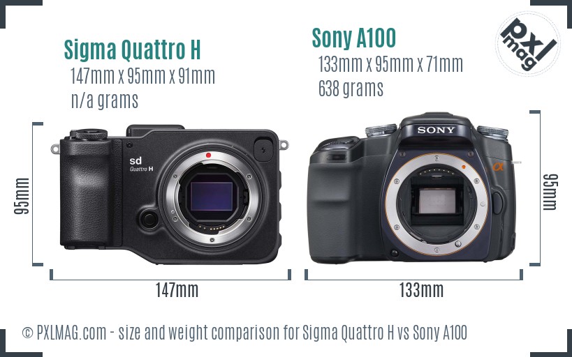 Sigma Quattro H vs Sony A100 size comparison Sigma Quattro H vs Sony A100 size comparison