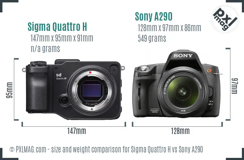 Sigma Quattro H vs Sony A290 size comparison Sigma Quattro H vs Sony A290 size comparison