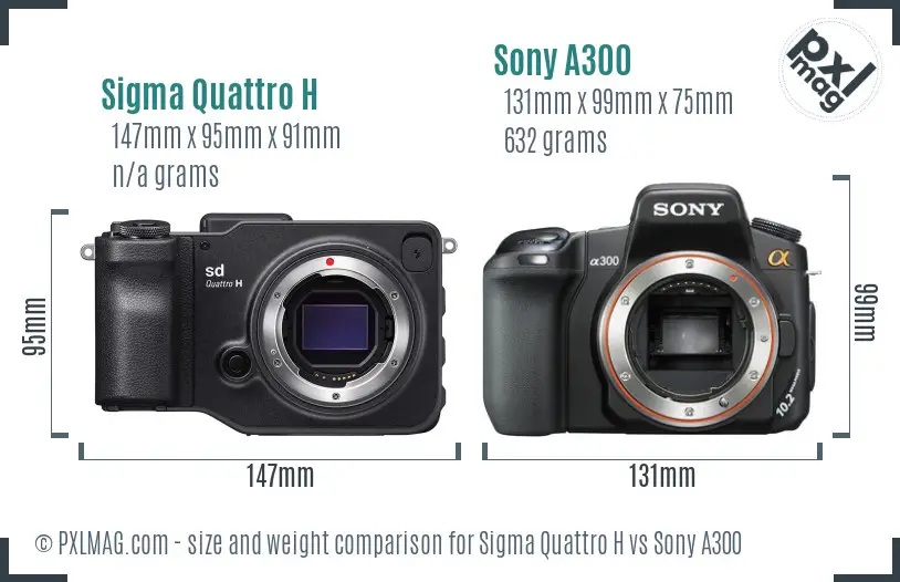Sigma Quattro H vs Sony A300 size comparison