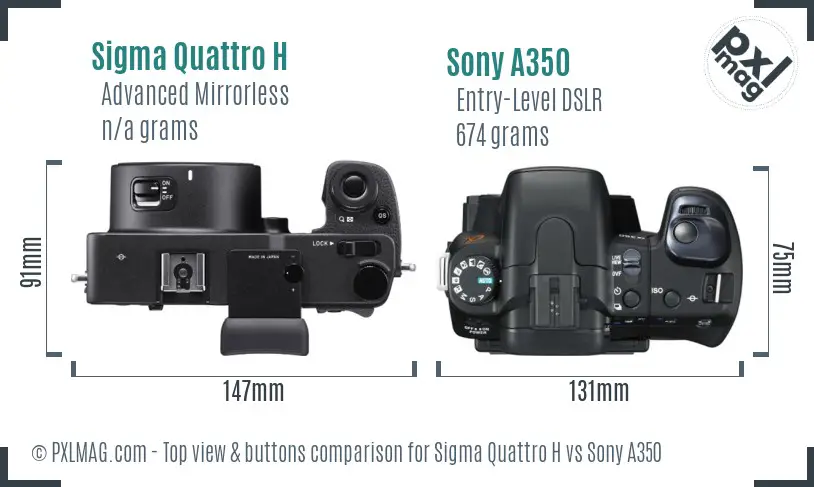 Sigma Quattro H vs Sony A350 top view buttons comparison