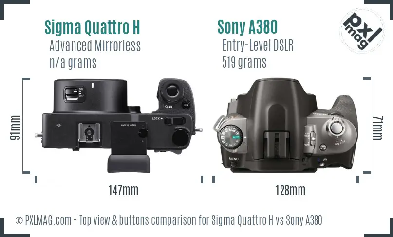 Sigma Quattro H vs Sony A380 top view buttons comparison