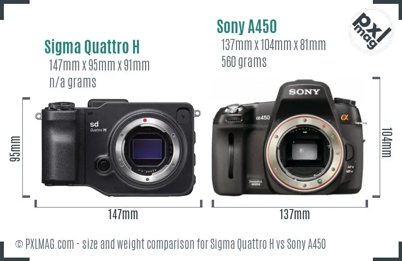 Sigma Quattro H vs Sony A450 size comparison Sigma Quattro H vs Sony A450 size comparison