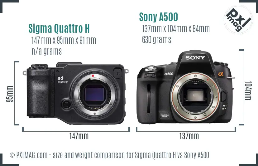 Sigma Quattro H vs Sony A500 size comparison Sigma Quattro H vs Sony A500 size comparison