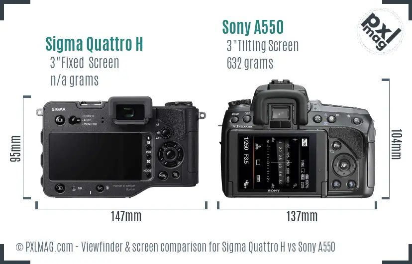 Sigma Quattro H vs Sony A550 Screen and Viewfinder comparison Sigma Quattro H vs Sony A550 Screen and Viewfinder comparison