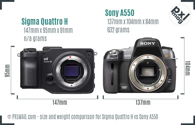 Sigma Quattro H vs Sony A550 size comparison Sigma Quattro H vs Sony A550 size comparison