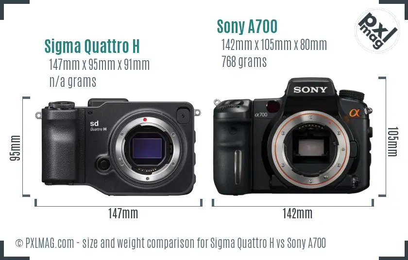 Sigma Quattro H vs Sony A700 size comparison