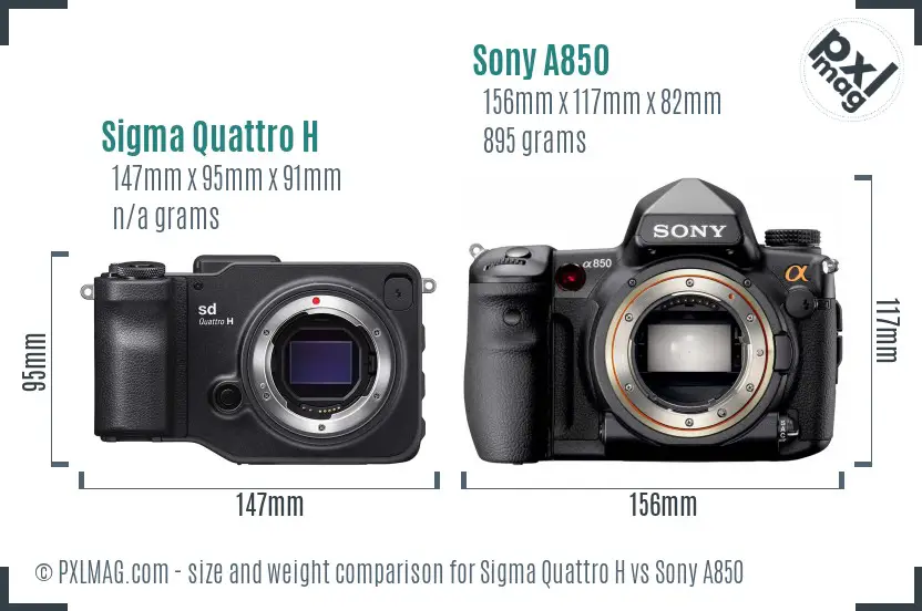 Sigma Quattro H vs Sony A850 size comparison