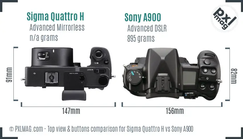 Sigma Quattro H vs Sony A900 top view buttons comparison