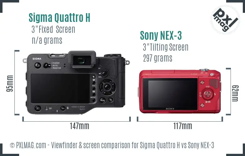 Sigma Quattro H vs Sony NEX-3 Screen and Viewfinder comparison