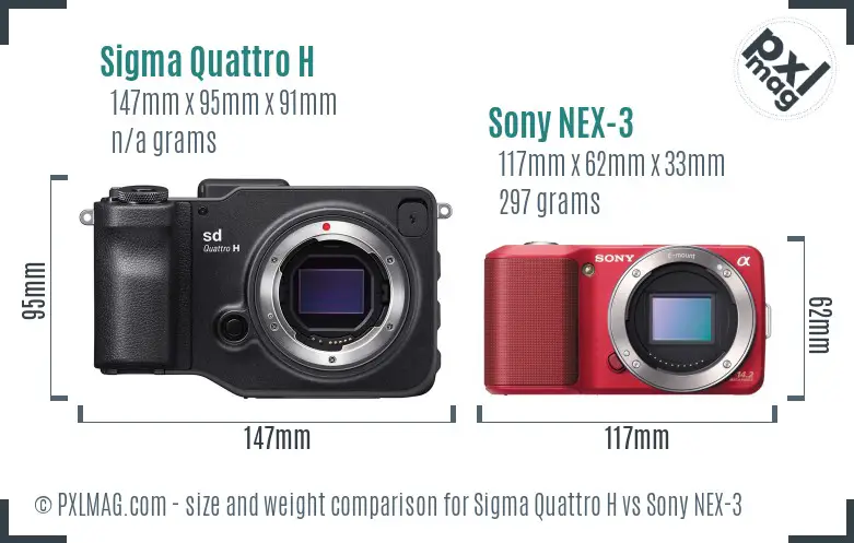 Sigma Quattro H vs Sony NEX-3 size comparison