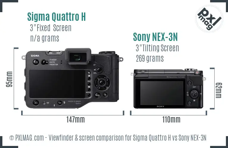 Sigma Quattro H vs Sony NEX-3N Screen and Viewfinder comparison Sigma Quattro H vs Sony NEX-3N Screen and Viewfinder comparison
