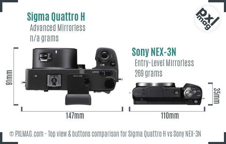 Sigma Quattro H vs Sony NEX-3N top view buttons comparison