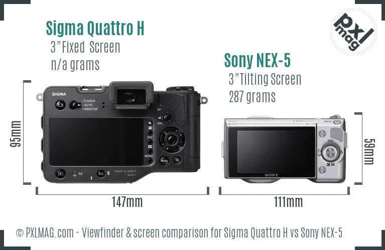 Sigma Quattro H vs Sony NEX-5 Screen and Viewfinder comparison