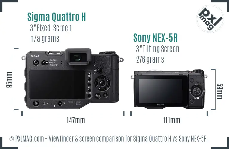 Sigma Quattro H vs Sony NEX-5R Screen and Viewfinder comparison