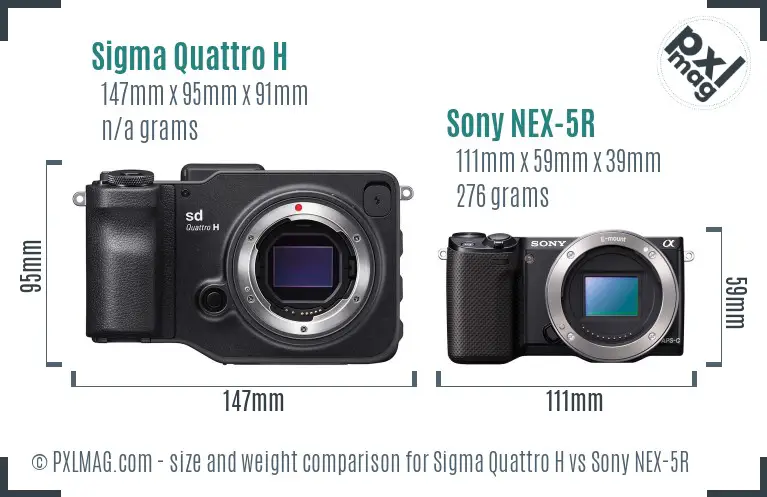 Sigma Quattro H vs Sony NEX-5R size comparison