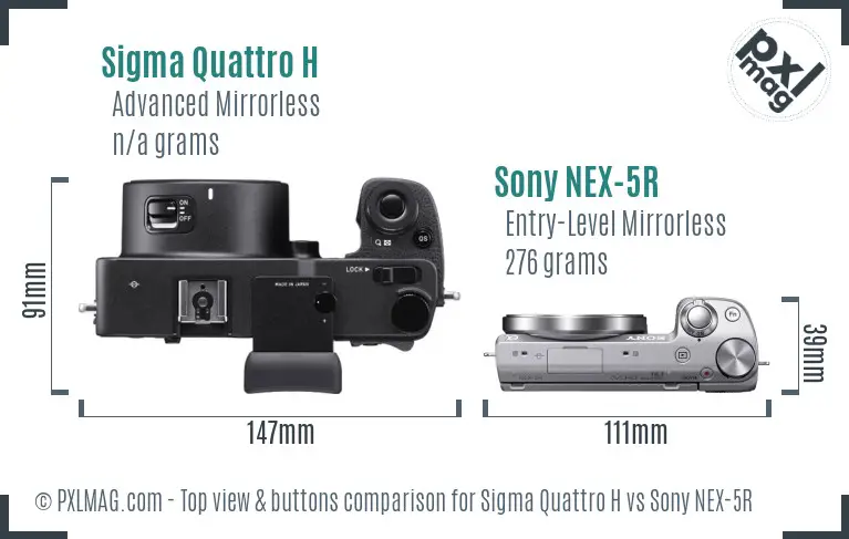 Sigma Quattro H vs Sony NEX-5R top view buttons comparison