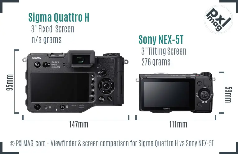 Sigma Quattro H vs Sony NEX-5T Screen and Viewfinder comparison