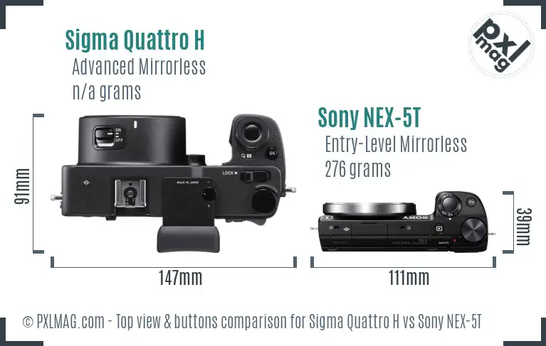 Sigma Quattro H vs Sony NEX-5T top view buttons comparison