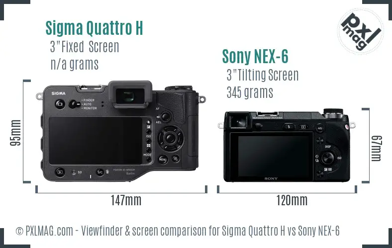 Sigma Quattro H vs Sony NEX-6 Screen and Viewfinder comparison