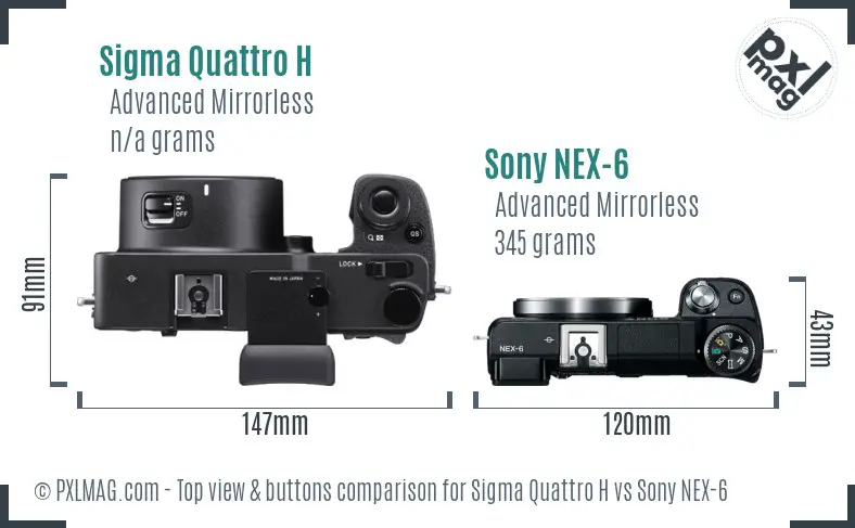 Sigma Quattro H vs Sony NEX-6 top view buttons comparison