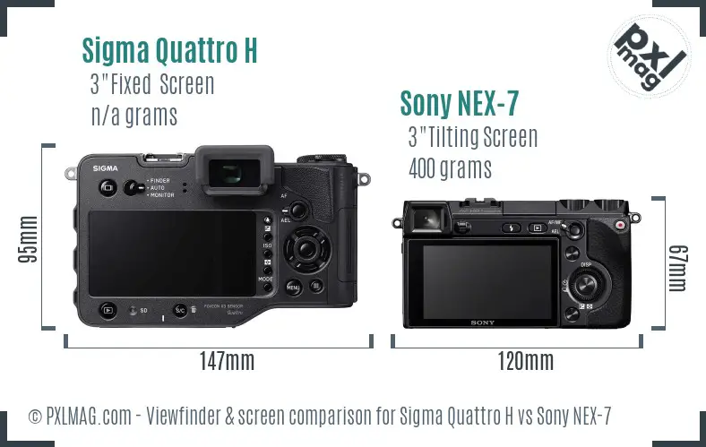 Sigma Quattro H vs Sony NEX-7 Screen and Viewfinder comparison