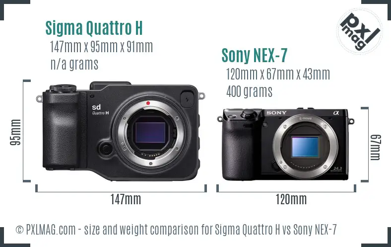 Sigma Quattro H vs Sony NEX-7 size comparison