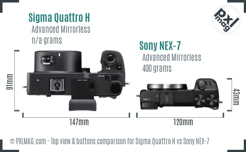 Sigma Quattro H vs Sony NEX-7 top view buttons comparison