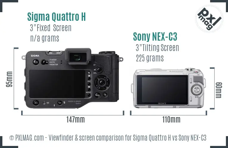 Sigma Quattro H vs Sony NEX-C3 Screen and Viewfinder comparison