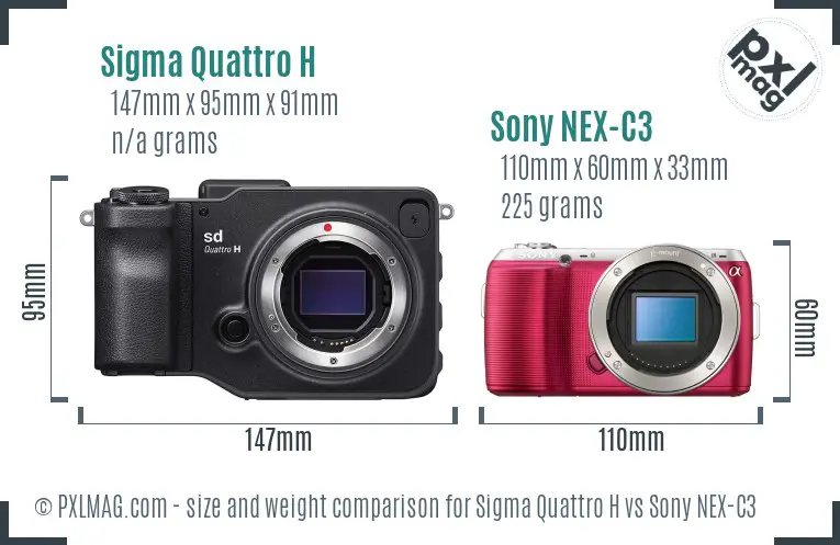 Sigma Quattro H vs Sony NEX-C3 size comparison