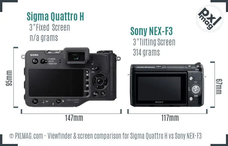 Sigma Quattro H vs Sony NEX-F3 Screen and Viewfinder comparison