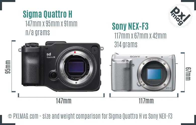 Sigma Quattro H vs Sony NEX-F3 size comparison
