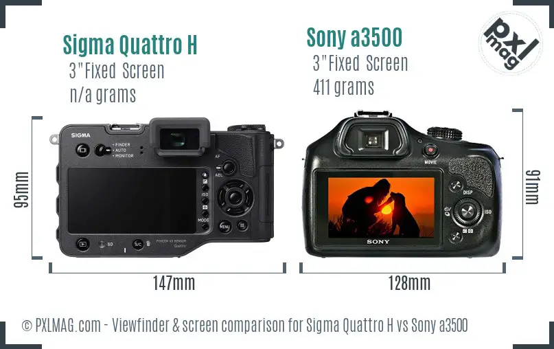 Sigma Quattro H vs Sony a3500 Screen and Viewfinder comparison
