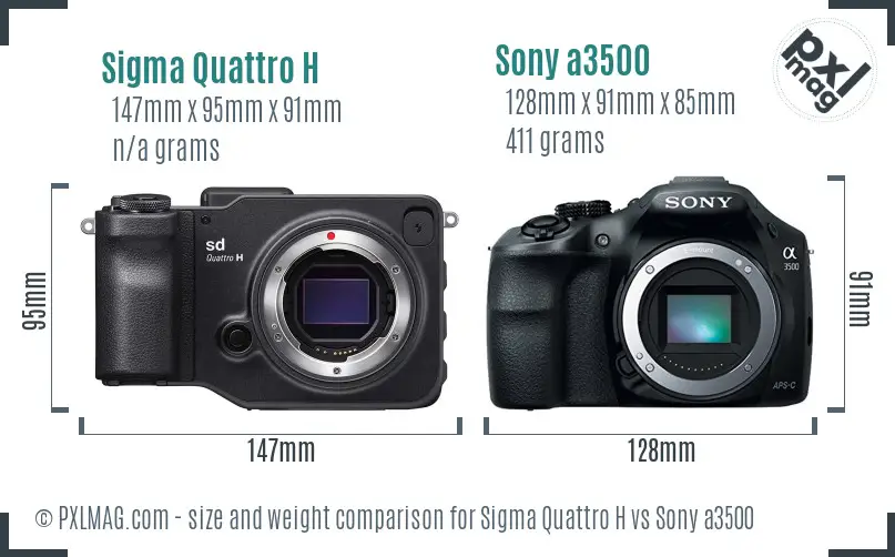 Sigma Quattro H vs Sony a3500 size comparison
