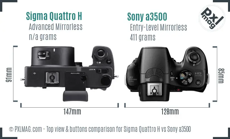 Sigma Quattro H vs Sony a3500 top view buttons comparison