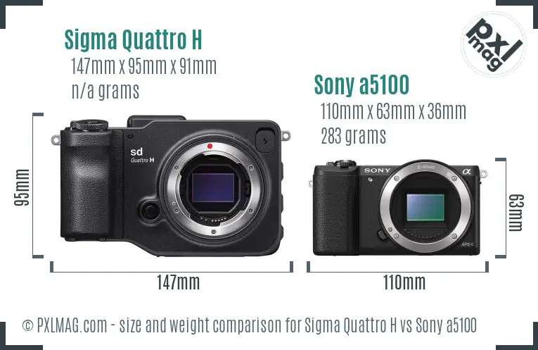 Sigma Quattro H vs Sony a5100 size comparison