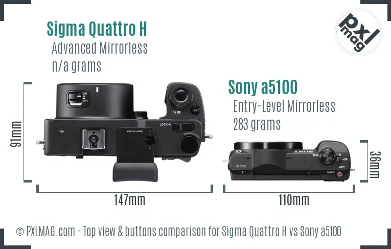 Sigma Quattro H vs Sony a5100 top view buttons comparison