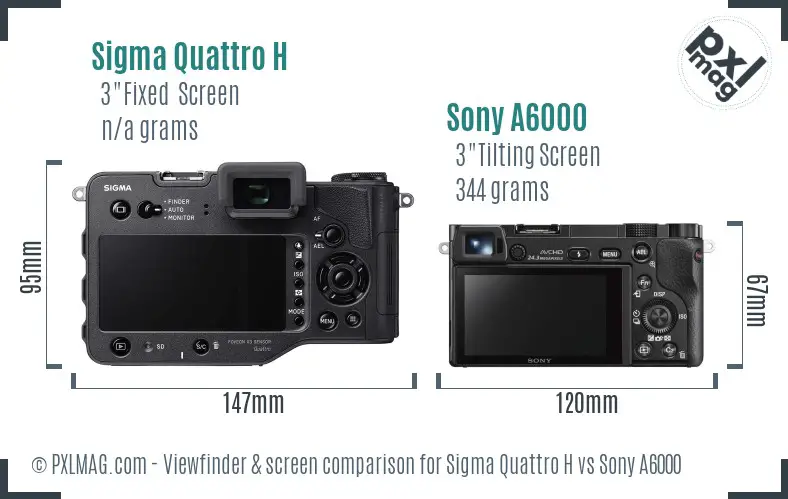 Sigma Quattro H vs Sony A6000 Screen and Viewfinder comparison