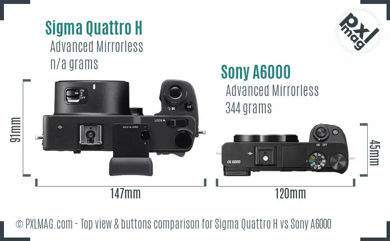 Sigma Quattro H vs Sony A6000 top view buttons comparison
