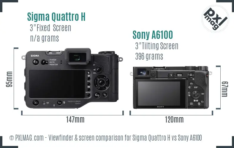 Sigma Quattro H vs Sony A6100 Screen and Viewfinder comparison