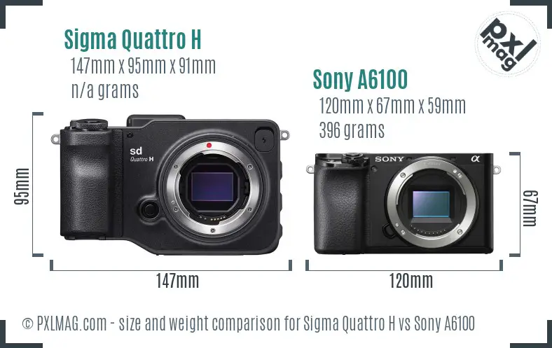 Sigma Quattro H vs Sony A6100 size comparison
