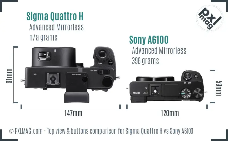 Sigma Quattro H vs Sony A6100 top view buttons comparison