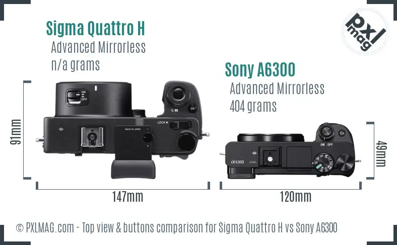 Sigma Quattro H vs Sony A6300 top view buttons comparison