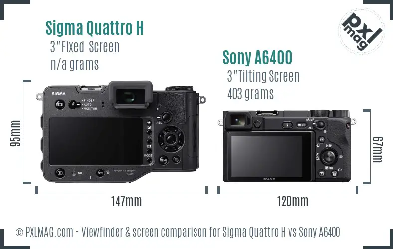 Sigma Quattro H vs Sony A6400 Screen and Viewfinder comparison