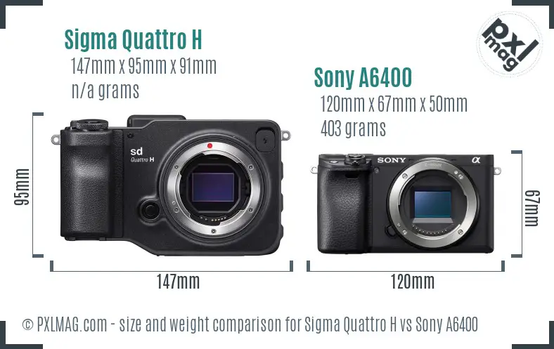 Sigma Quattro H vs Sony A6400 size comparison