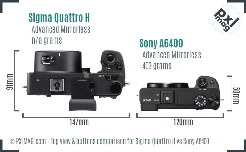 Sigma Quattro H vs Sony A6400 top view buttons comparison
