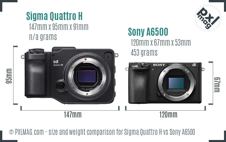 Sigma Quattro H vs Sony A6500 size comparison