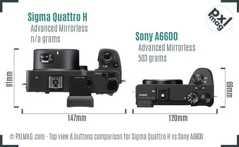 Sigma Quattro H vs Sony A6600 top view buttons comparison