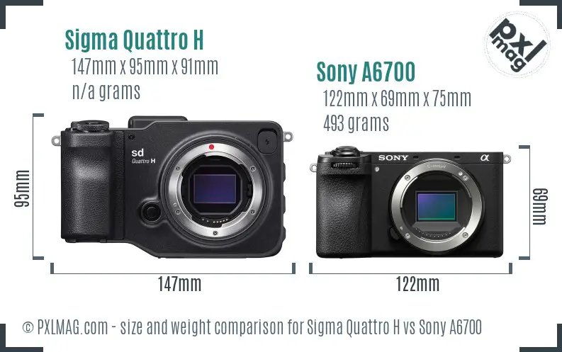 Sigma Quattro H vs Sony A6700 size comparison