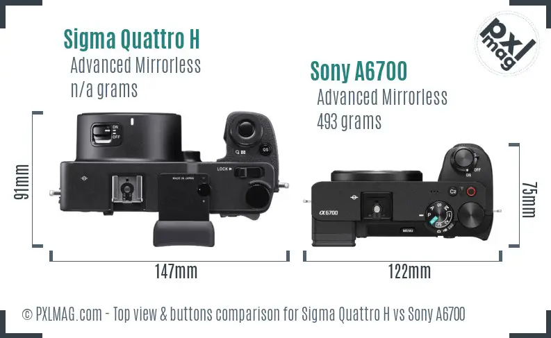 Sigma Quattro H vs Sony A6700 top view buttons comparison