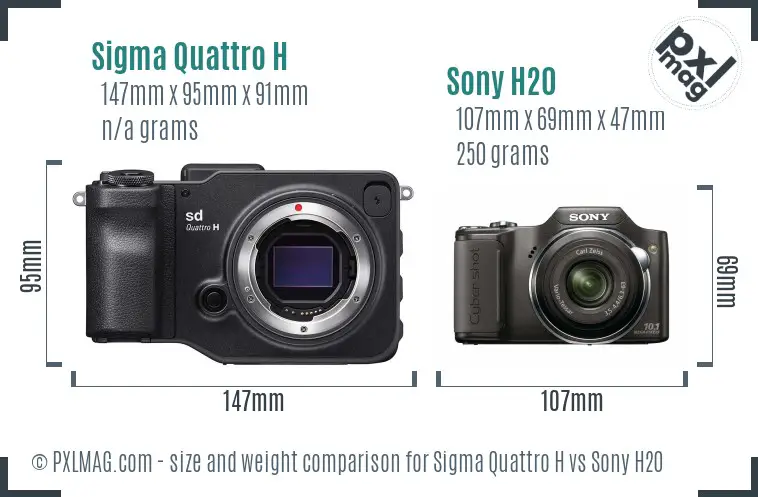 Sigma Quattro H vs Sony H20 size comparison